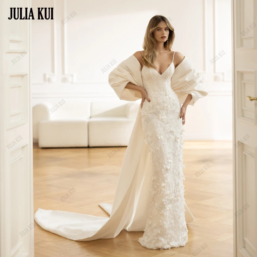 Julia Kui Custom Made Embroidery Spaghetti Straps Mermaid Wedding Dress Beading Lace Vestido De Noiva 2 In 1 Trumpet Bridal Gown
Julia Kui Custom Made Embroidery Spaghetti Straps Mermaid Wedding Dress Beading Lace Vestido De Noiva 2 In 1 Trumpet Bridal Gown