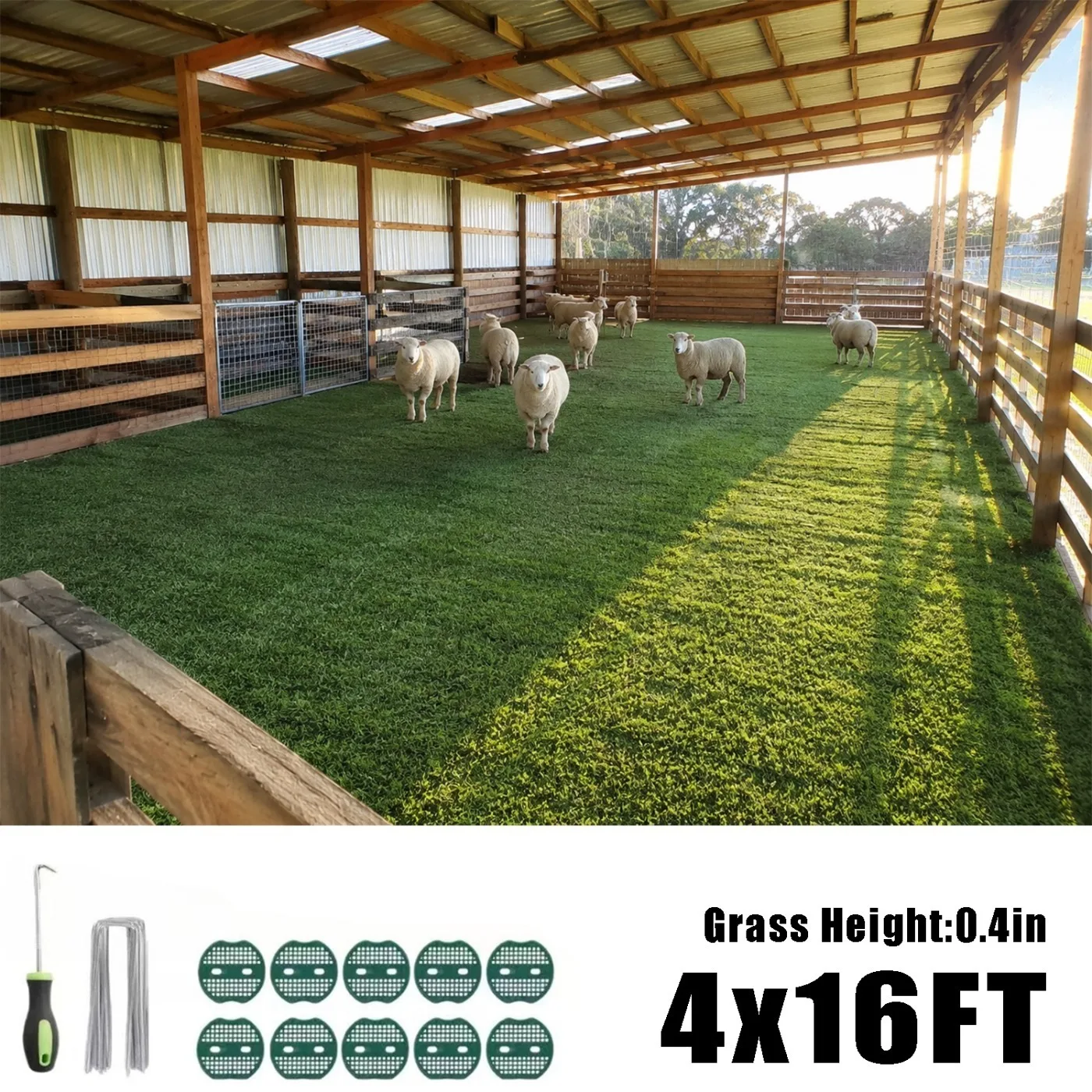 4FT x 16FT Artificial Grass Turf Mat, 0.4 Inch Pile Height Heavy Duty Synthetic Lawn Rug, Indoor Outdoor for Patio Balcony Backyard Garden Garage Pet Area Chicken Coop
4FT x 16FT Artificial Grass Turf Mat, 0.4 Inch Pile Height Heavy Duty Synthetic Lawn Rug, Indoor Outdoor for Patio Balcony Backyard Garden Garage Pet Area Chicken Coop
