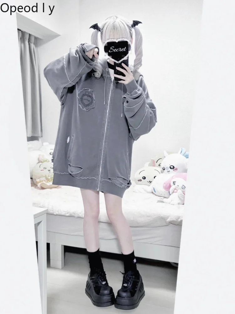 Y2k Subculture Japanese Original Lolita Zipper Hooded Jacket Goth Punk Style Evening Sweet Cool Girl Casual Vintage Cardigan
Y2k Subculture Japanese Original Lolita Zipper Hooded Jacket Goth Punk Style Evening Sweet Cool Girl Casual Vintage Cardigan