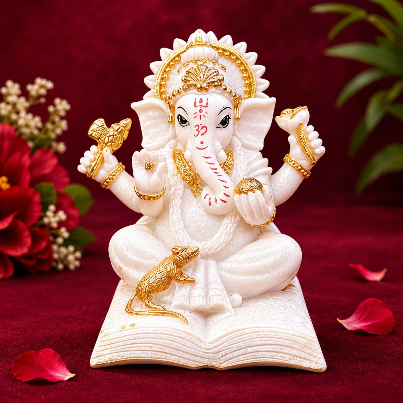 Elephant-Headed Deity Statue Translucent Seated Deity Figurine Book Base Statue Frosted Elephant Figurine Gold-Toned
Elephant-Headed Deity Statue Translucent Seated Deity Figurine Book Base Statue Frosted Elephant Figurine Gold-Toned