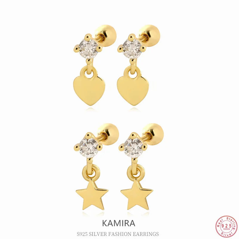 KAMIRA 925 Sterling Silver Stylish Sweet Cute Geometric Star Love Zircons Screw Bead Earrings for Women Small Jewelry Accessory
KAMIRA 925 Sterling Silver Stylish Sweet Cute Geometric Star Love Zircons Screw Bead Earrings for Women Small Jewelry Accessory