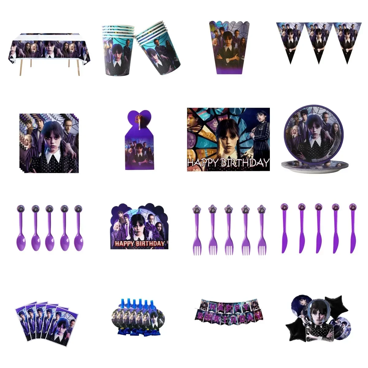 Hot Addams Wednesday Scary Theme Birthday Party Disposable Tableware Set Balloon Baby Shower Background Banner Cake Wedding
Hot Addams Wednesday Scary Theme Birthday Party Disposable Tableware Set Balloon Baby Shower Background Banner Cake Wedding