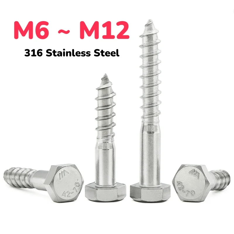 M6 M8 M10 M12 316 Stainless Steel External Hexagon Head Self-Tapping Screw Wood Bolts
M6 M8 M10 M12 316 Stainless Steel External Hexagon Head Self-Tapping Screw Wood Bolts