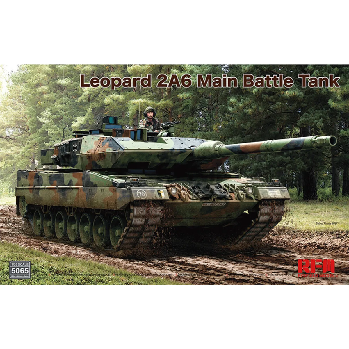 RYEFIELD Assemble Plastic Model Kit RM5065 Leopard 2A6 Main Battle Tank 1/35 model kit With movable track
RYEFIELD Assemble Plastic Model Kit RM5065 Leopard 2A6 Main Battle Tank 1/35 model kit With movable track