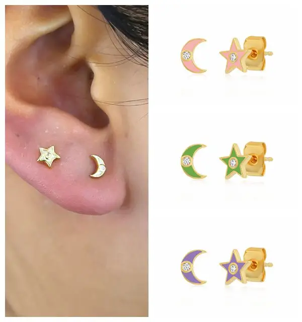 925 Sterling Silver Needle Star Moon Enamel Tiny Stud Earrings for Women Fashion Light Luxury Colorful Earrings Fashion Jewelry
925 Sterling Silver Needle Star Moon Enamel Tiny Stud Earrings for Women Fashion Light Luxury Colorful Earrings Fashion Jewelry