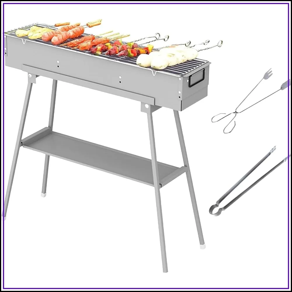 Portable Charcoal Grill, Alloy Steel BBQ with Foldable Stand & Adjustable Air Vents, Kebab Skewer Set for Outdoor Picnic (31.6x7.1in)
Portable Charcoal Grill, Alloy Steel BBQ with Foldable Stand & Adjustable Air Vents, Kebab Skewer Set for Outdoor Picnic (31.6x7.1in)