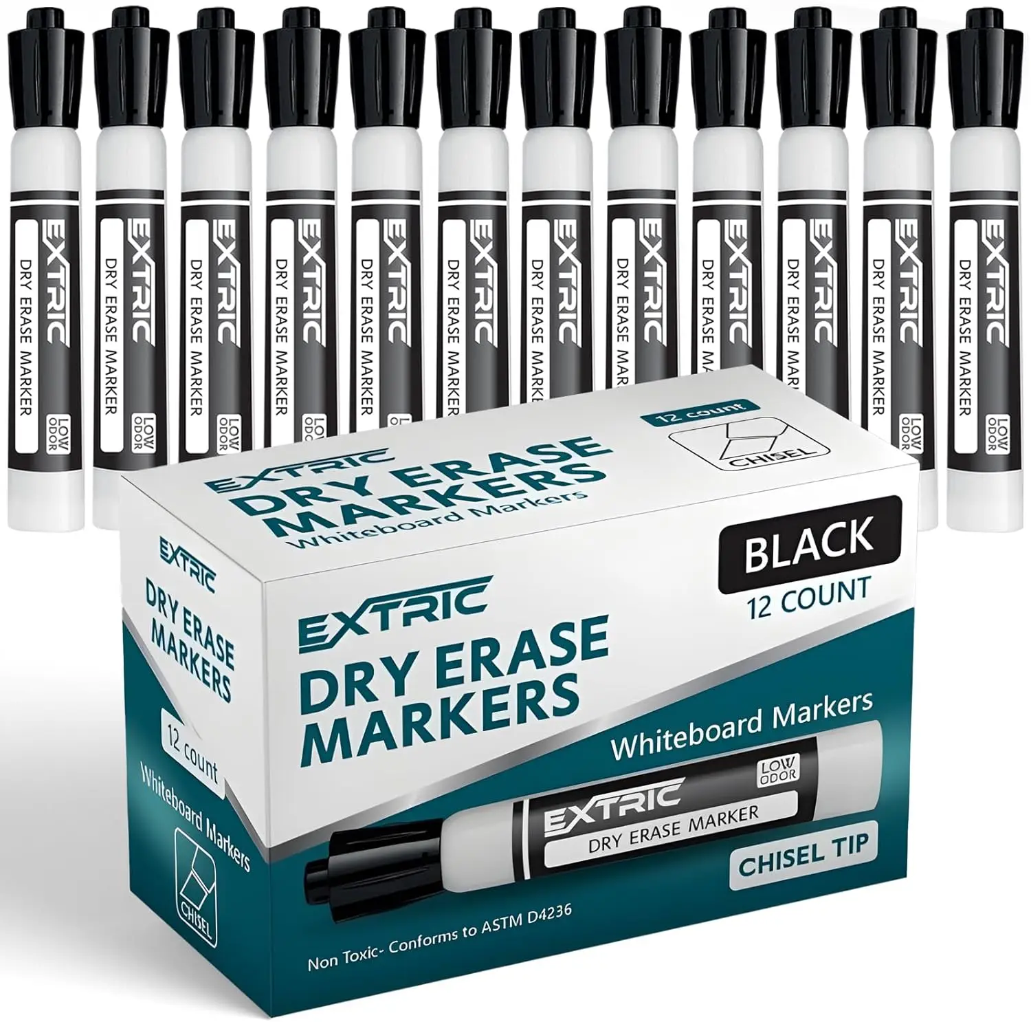 Black Dry Erase Markers 12 Count Chisel Tip Low Odor Whiteboard Markers for Classroom Office and Home
Black Dry Erase Markers 12 Count Chisel Tip Low Odor Whiteboard Markers for Classroom Office and Home