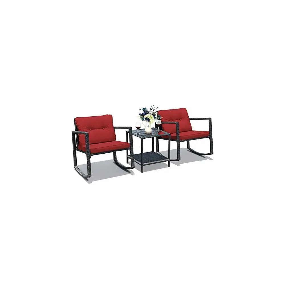 3 Pieces Rocking Bistro Set Outdoor Patio Rocking Chairs with Coffee Table, Rattan Wicker Furniture Conversation Set for Garden
3 Pieces Rocking Bistro Set Outdoor Patio Rocking Chairs with Coffee Table, Rattan Wicker Furniture Conversation Set for Garden