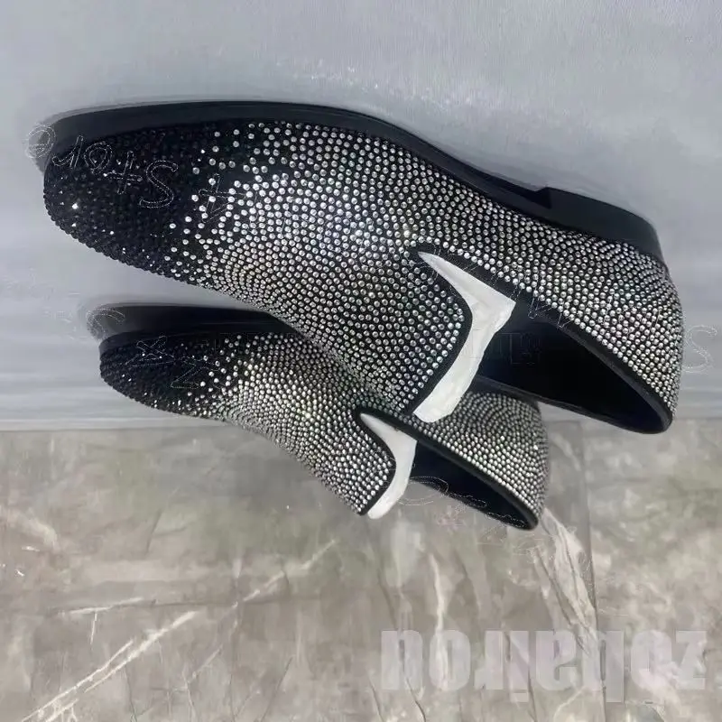 Silver Black Rhinestone Decor Square Toe Loafers Fashion Slip On Men Shoes Luxury Handmade Party Banquet Wedding Men Dress Shoes
Silver Black Rhinestone Decor Square Toe Loafers Fashion Slip On Men Shoes Luxury Handmade Party Banquet Wedding Men Dress Shoes