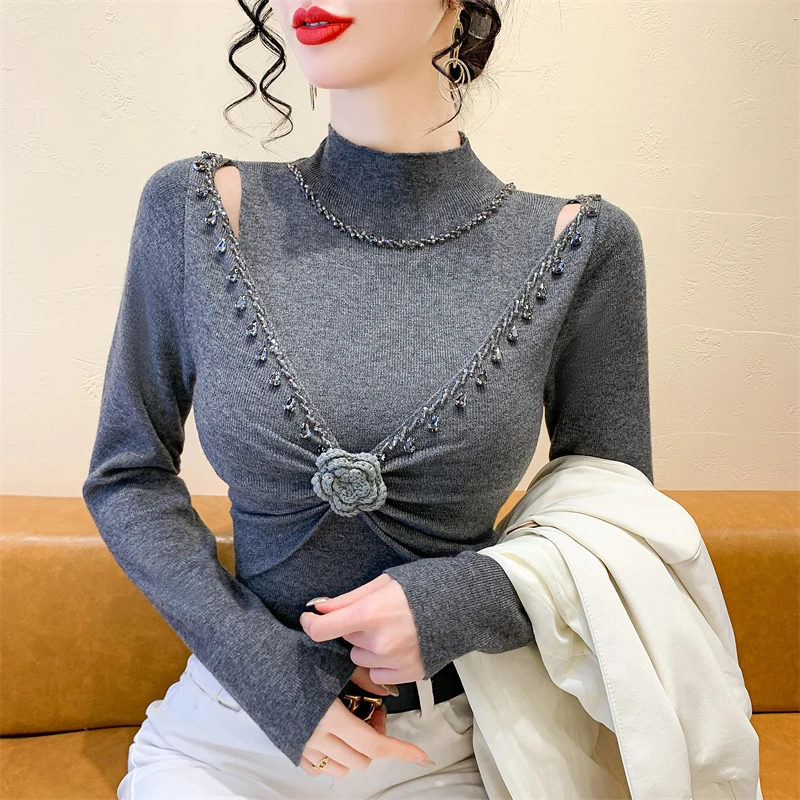 Hollow Out Beading Flower Knitwear Long Sleeve Pullovers Clothes Knitted Sweater Women Chic Sexy
Hollow Out Beading Flower Knitwear Long Sleeve Pullovers Clothes Knitted Sweater Women Chic Sexy