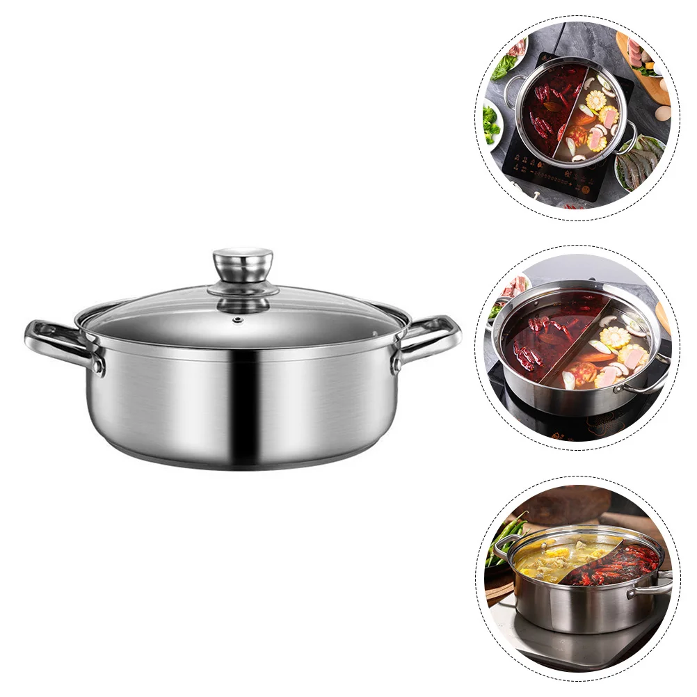 1Pcs Stainless Steel Hot Pot Dual Flavor Divided Shabu Pot Household Kitchenware Induction Cooker Suitable Gas Electric Stove
1Pcs Stainless Steel Hot Pot Dual Flavor Divided Shabu Pot Household Kitchenware Induction Cooker Suitable Gas Electric Stove