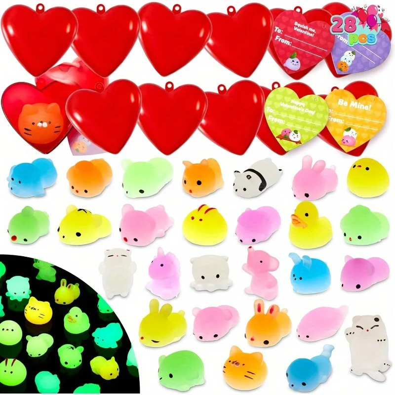 Набор для вечеринки в честь Дня святого Валентина JOYFY, 28 штук, с 28 светящимися в темноте игрушками-мягкими игрушками в форме сердечек и карточками с сердечками.
Набор для вечеринки в честь Дня святого Валентина JOYFY, 28 штук, с 28 светящимися в темноте игрушками-мягкими игрушками в форме сердечек и карточками с сердечками.