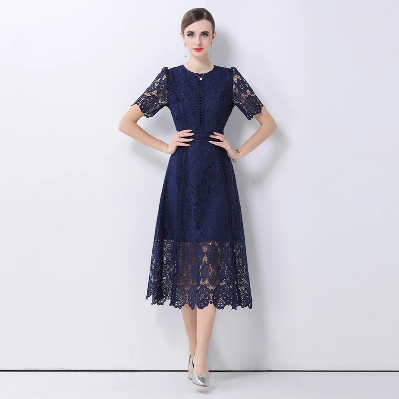 Elegant Lace Hollow Out Dress Women O-Neck Embroidery Midi Female Party Dresses 2026 Summer Luxury Evening Formal Dress
Elegant Lace Hollow Out Dress Women O-Neck Embroidery Midi Female Party Dresses 2026 Summer Luxury Evening Formal Dress