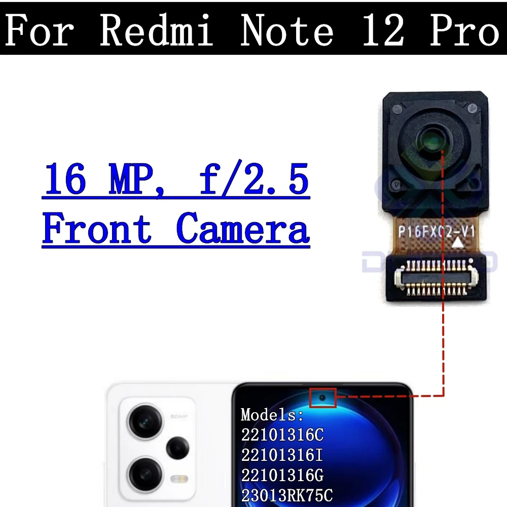 Гибкий кабель передней задней камеры для селфи для Xiaomi Redmi Note 12 Note 12 Pro 5G, широкая задняя крышка основной камеры, рамка объектива
Гибкий кабель передней задней камеры для селфи для Xiaomi Redmi Note 12 Note 12 Pro 5G, широкая задняя крышка основной камеры, рамка объектива