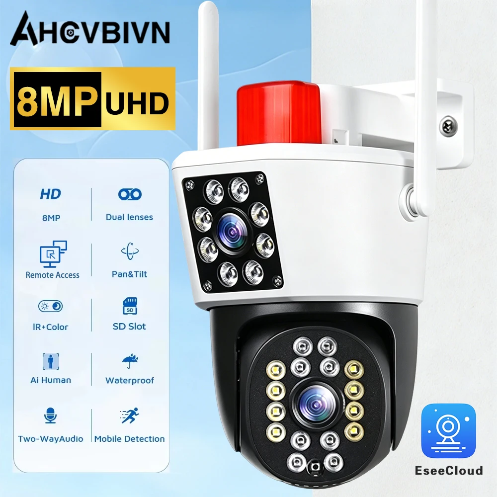 4K 8MP WIFI IP Outdoor Camera Motion Tracking PTZ Video Camera Dual Lens Dual Screen IP66 Waterproof Security System Eeseecloud
4K 8MP WIFI IP Outdoor Camera Motion Tracking PTZ Video Camera Dual Lens Dual Screen IP66 Waterproof Security System Eeseecloud