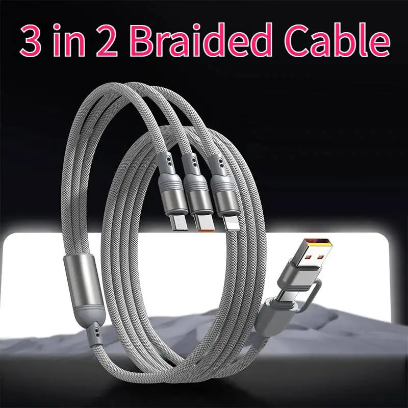 3 in 2 Mobile Phone Cable Cord USB Type C Weave Charger Cable Wire Multi Usb Port Multiple Usb Charge Line for Iphone Huawei
3 in 2 Mobile Phone Cable Cord USB Type C Weave Charger Cable Wire Multi Usb Port Multiple Usb Charge Line for Iphone Huawei