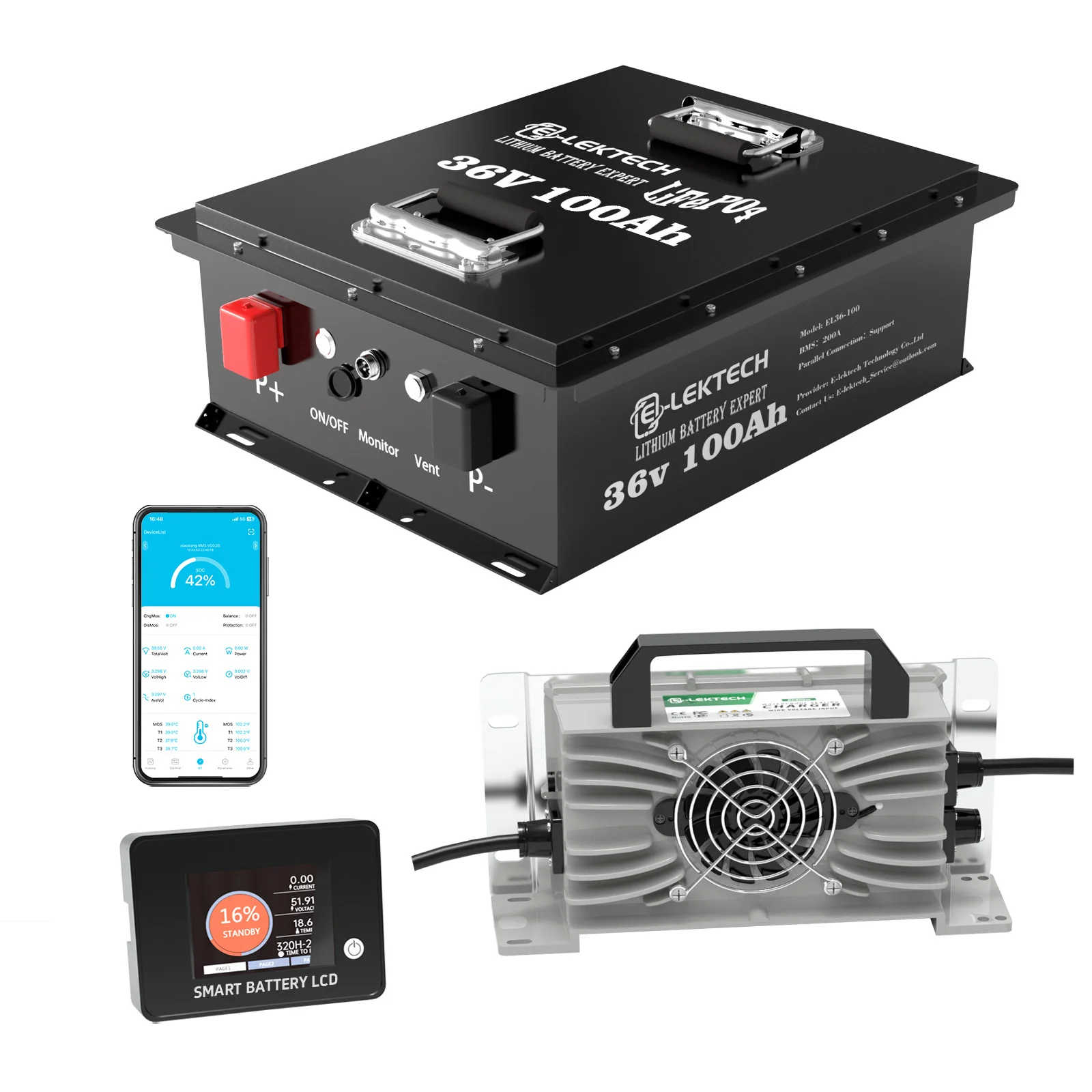 36V 100Ah LiFePO4 Lithium Golf Cart Battery with Charger, Built-in Smart 200A BMS, with Touch Monitor, Perfect for Golf Carts,
36V 100Ah LiFePO4 Lithium Golf Cart Battery with Charger, Built-in Smart 200A BMS, with Touch Monitor, Perfect for Golf Carts,