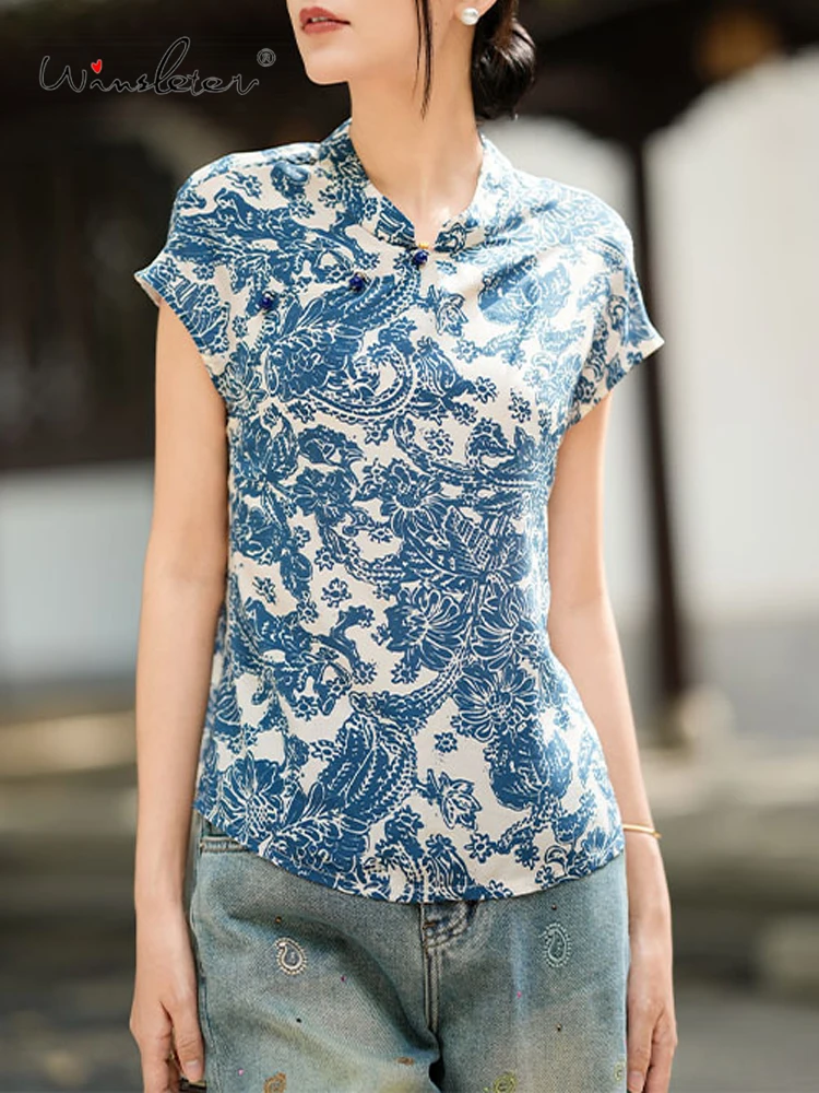 Winsleter-14MM 100%Real Silk Elegant Shirt, Short Sleeve Print, Women Retro New Chinese Style Loose Blouse, 2026 Summer T63213CC
Winsleter-14MM 100%Real Silk Elegant Shirt, Short Sleeve Print, Women Retro New Chinese Style Loose Blouse, 2026 Summer T63213CC