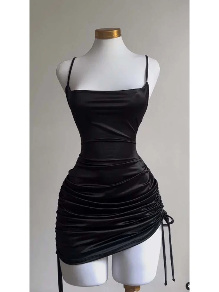 Sexy Satin Lace Up Bodycon Mini Dress Women Sleeveless Backless Party Club Dresses Streetwear Elegant Evening Clothes Black Robe
Sexy Satin Lace Up Bodycon Mini Dress Women Sleeveless Backless Party Club Dresses Streetwear Elegant Evening Clothes Black Robe
