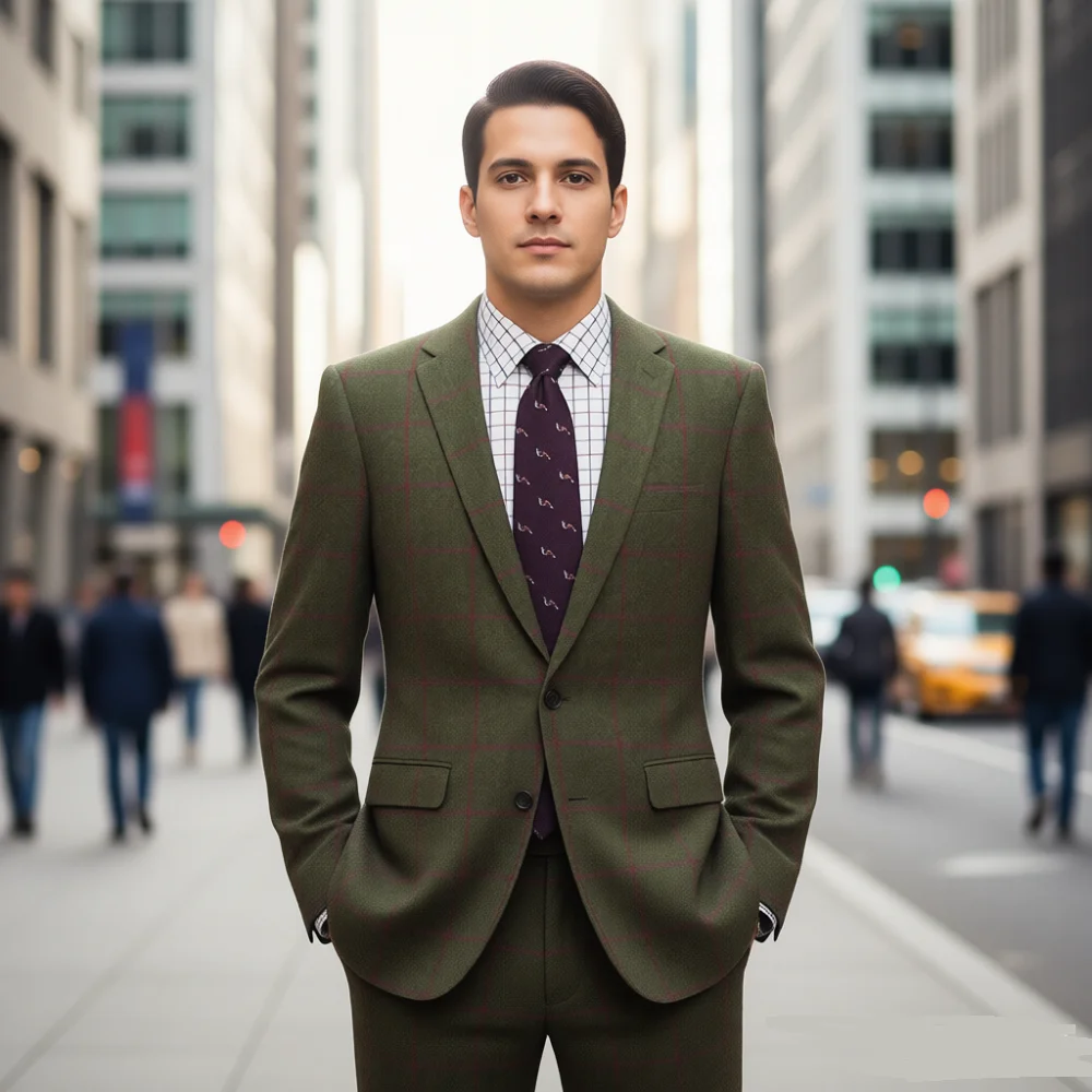 Men's Plaid Green Woolen Coat High Quality Autumn Winter Casual Thickened Button-Up Jacket Outerwear Blouson Style
Men's Plaid Green Woolen Coat High Quality Autumn Winter Casual Thickened Button-Up Jacket Outerwear Blouson Style