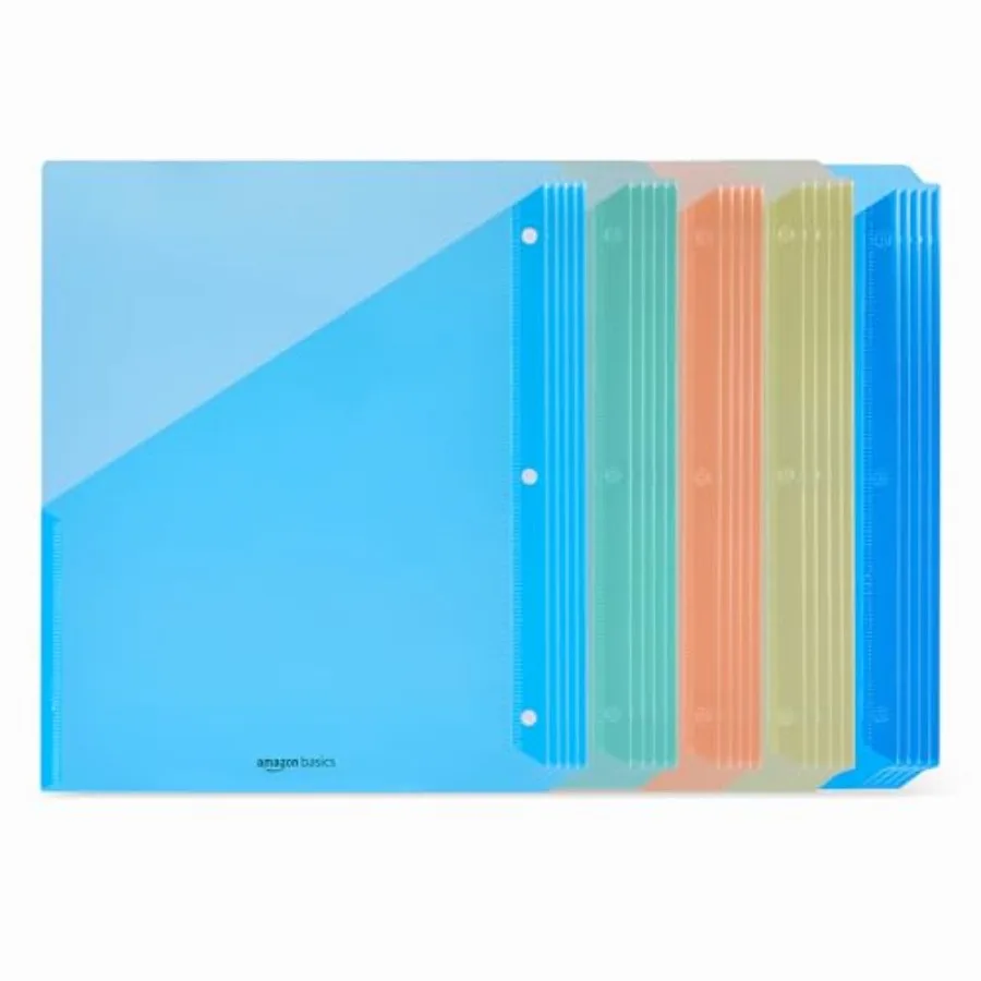 Binder Organizer, Plastic Document Folders, File Jacket, 3-Hole Punch, 9.3 x 11.2 Inch, Assorted Colors, 2
Binder Organizer, Plastic Document Folders, File Jacket, 3-Hole Punch, 9.3 x 11.2 Inch, Assorted Colors, 2