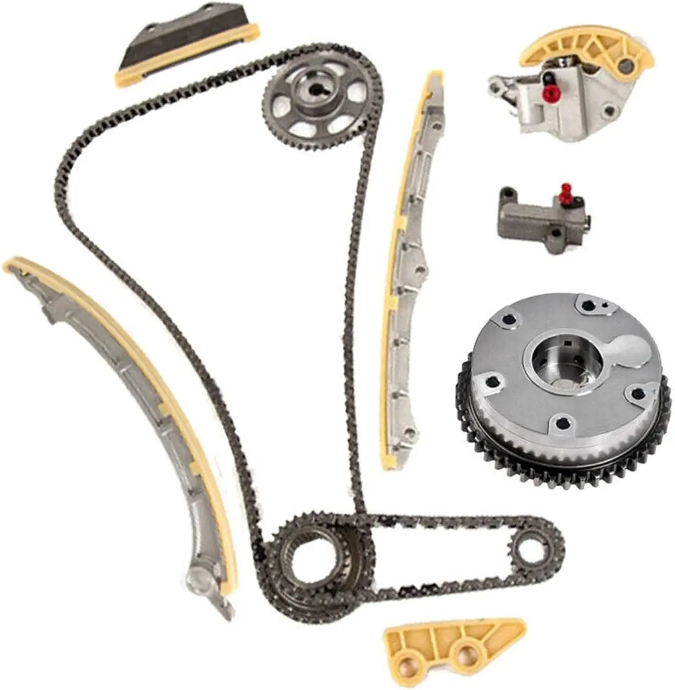 Timing Chain Kit with Camshaft Adjuster for 2.4L Engines 2008-2015, Automotive Replacement Parts with VVT Gear
Timing Chain Kit with Camshaft Adjuster for 2.4L Engines 2008-2015, Automotive Replacement Parts with VVT Gear