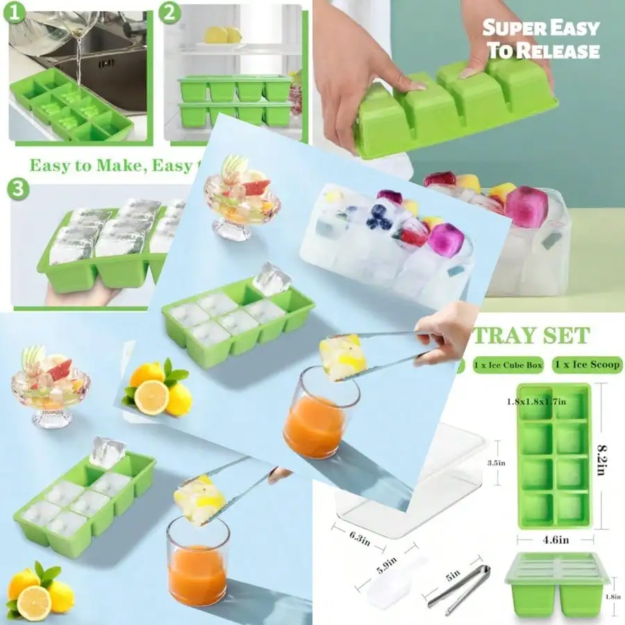 Ice Trays For Freezer With Lid And Bin 6 Pack Silicone Tray Storage Iced Bucket Kits Stackable And Leak Proof Large Molds For Cocktail Whiskey Soup Food
Ice Trays For Freezer With Lid And Bin 6 Pack Silicone Tray Storage Iced Bucket Kits Stackable And Leak Proof Large Molds For Cocktail Whiskey Soup Food