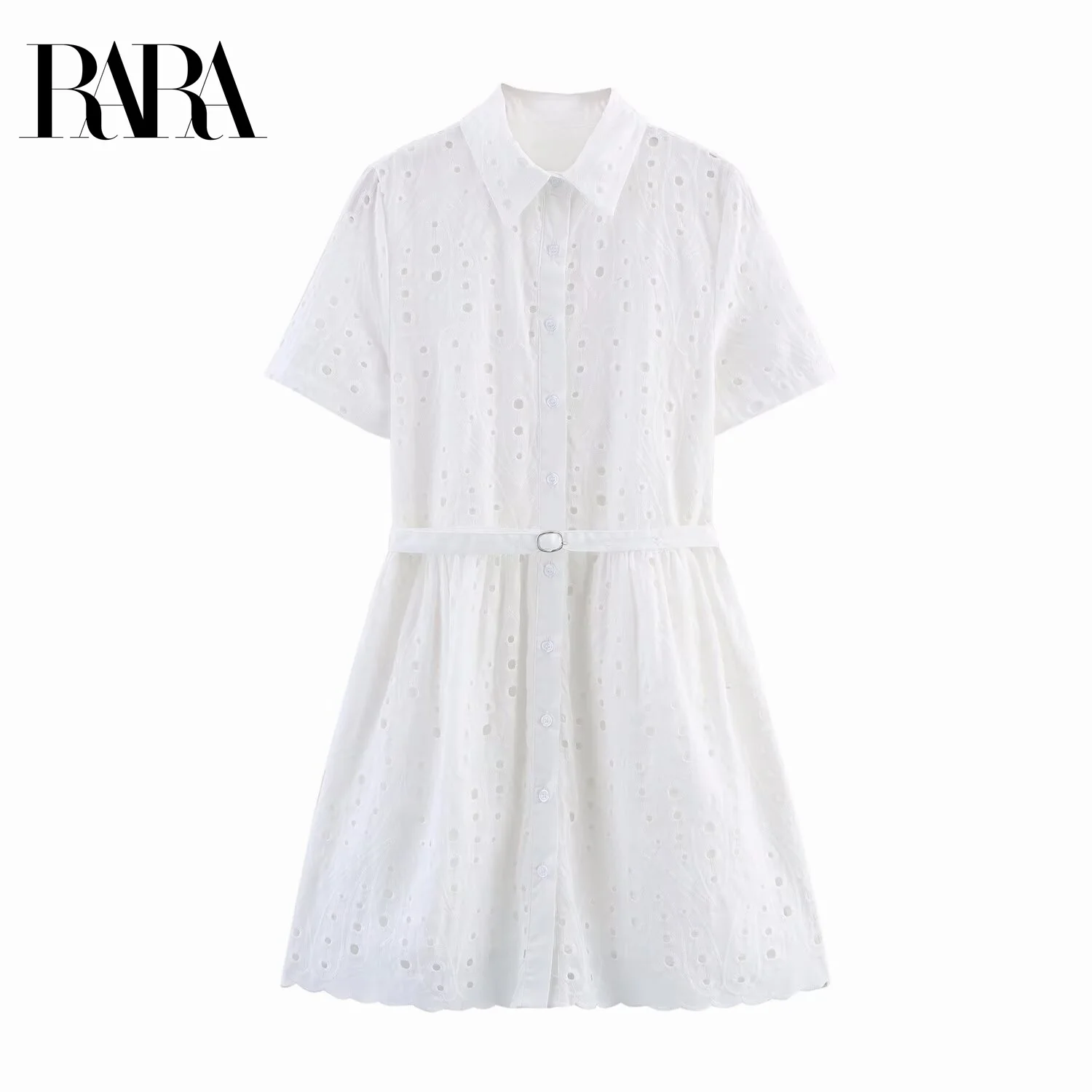 RARA Ladies' Hollow - Out Embroidered Short - Sleeve Shirt - Style Mini Dress with Belt for a Stylish and Elegant Look
RARA Ladies' Hollow - Out Embroidered Short - Sleeve Shirt - Style Mini Dress with Belt for a Stylish and Elegant Look