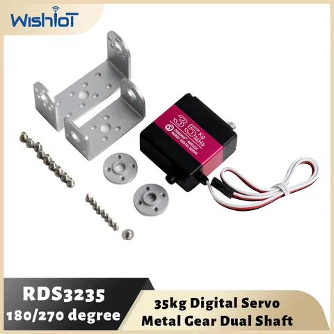 Servo Digital Robot de 35KG, 4,8-6,8 V, engranaje de Metal de alto Torque, soporte en U resistente al agua de 180/270 grados para servomotor de brazo robótico RDS3235