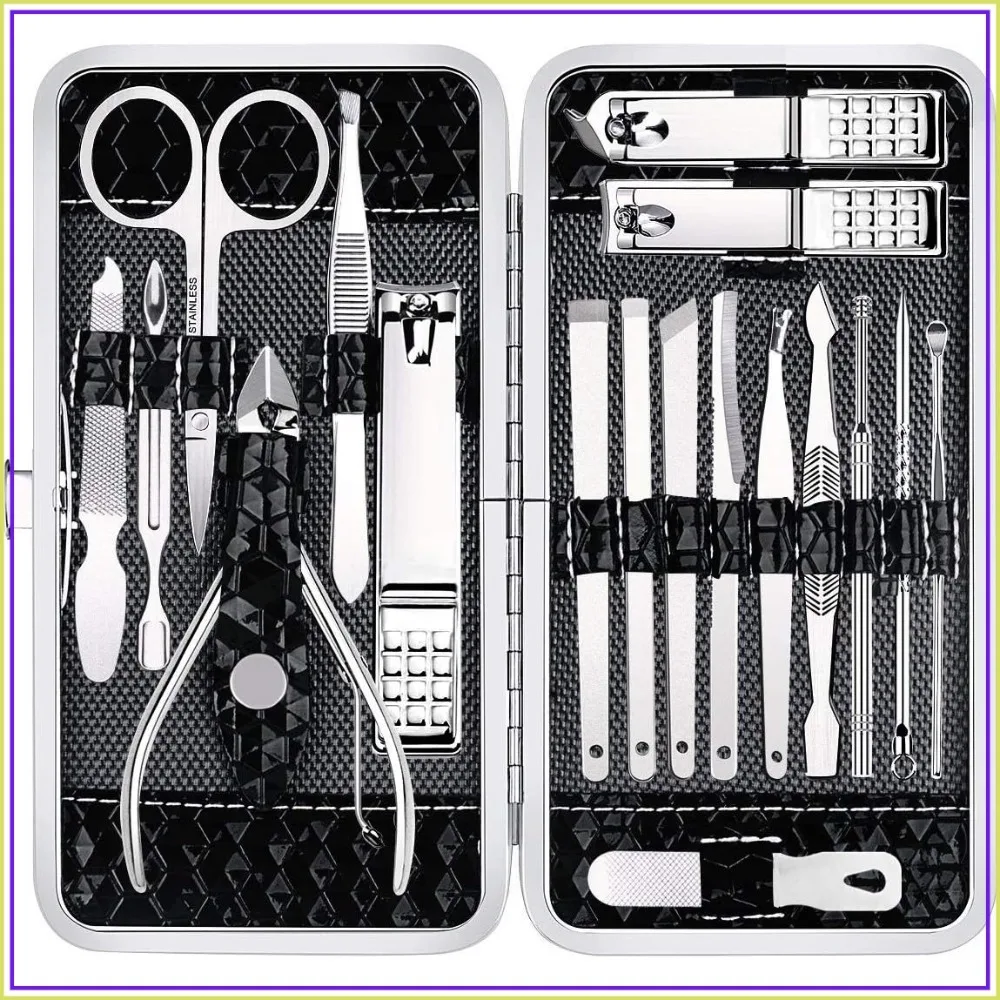 18-Piece Professional Nail Clippers Set - Stainless Steel Manicure Pedicure Kit with Leather Travel Case for Men & Women
18-Piece Professional Nail Clippers Set - Stainless Steel Manicure Pedicure Kit with Leather Travel Case for Men & Women