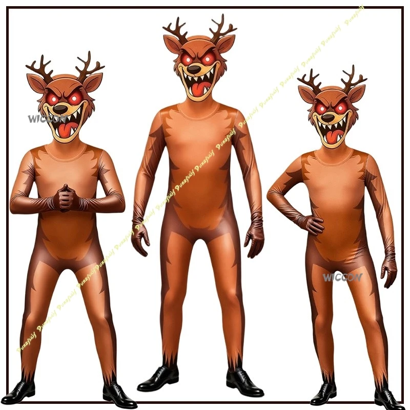 Новый комбинезон с изображением лося на Хэллоуин, Рождественский комбинезон с оленем и монстром, игра ужасов, цельный консигмент, костюмы для косплея, Рождество
Новый комбинезон с изображением лося на Хэллоуин, Рождественский комбинезон с оленем и монстром, игра ужасов, цельный консигмент, костюмы для косплея, Рождество