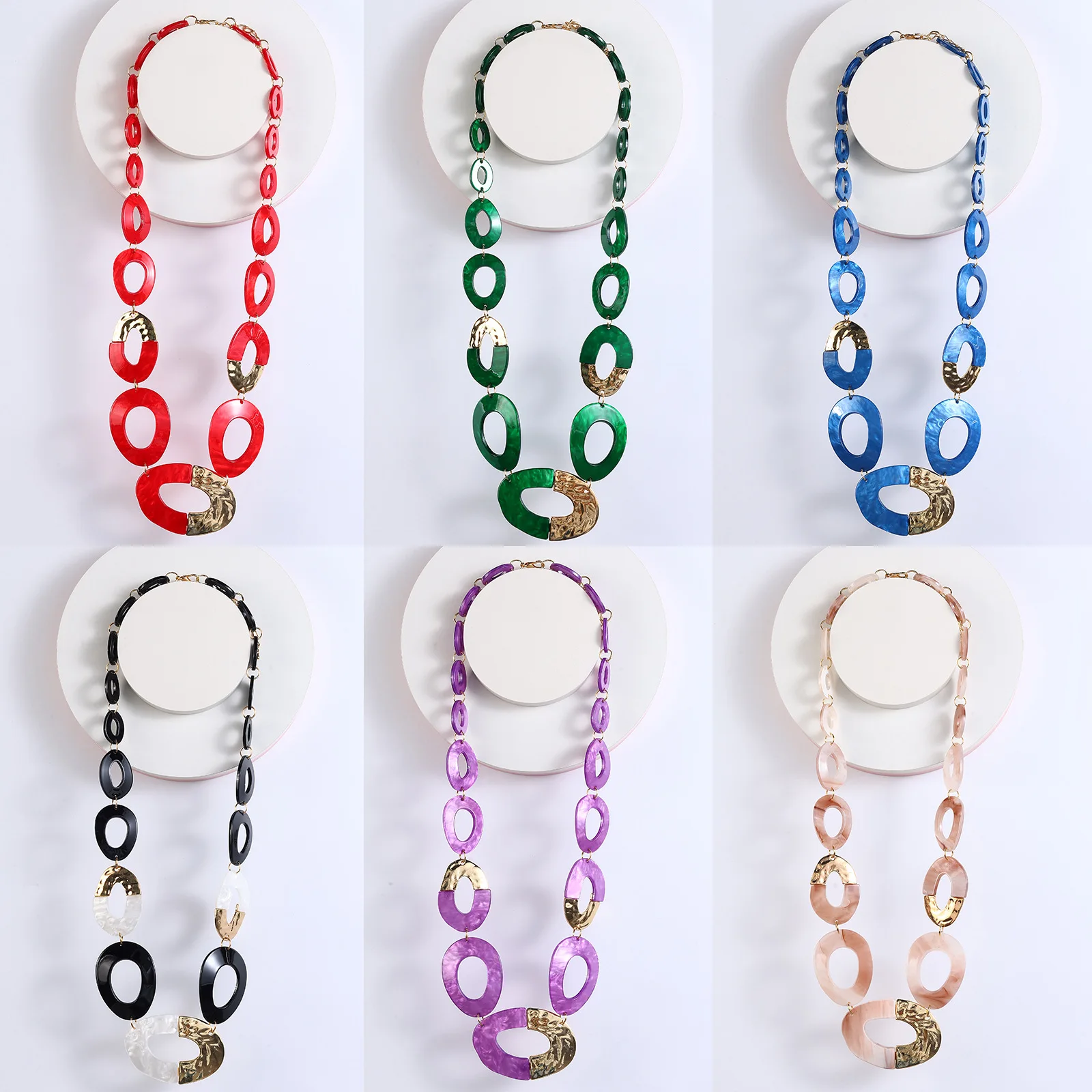 DIY accessories Core blue industry and trade retro wide chain acrylic contrasting necklace, feminine geometric alloy ins wind ni
DIY accessories Core blue industry and trade retro wide chain acrylic contrasting necklace, feminine geometric alloy ins wind ni