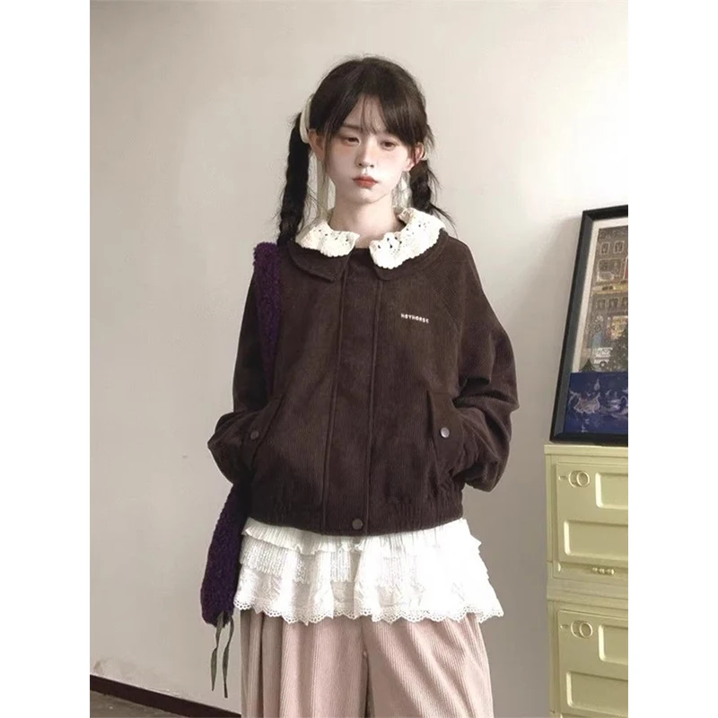 MEXZT Vintage Corduroy Jacket Women Harajuku Lace Patchwork Coat Autumn Streetwear Korean Long Sleeve Casual Design Outerwears
MEXZT Vintage Corduroy Jacket Women Harajuku Lace Patchwork Coat Autumn Streetwear Korean Long Sleeve Casual Design Outerwears