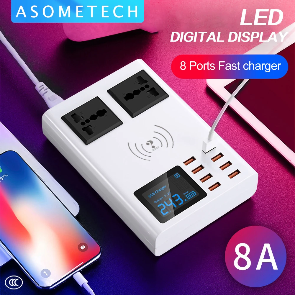 8 Ports Wireless Charger Led Digital Display USB Charger For Android iPhone Adapter Phone Fast Charger For xiaomi huawei samsung
8 Ports Wireless Charger Led Digital Display USB Charger For Android iPhone Adapter Phone Fast Charger For xiaomi huawei samsung