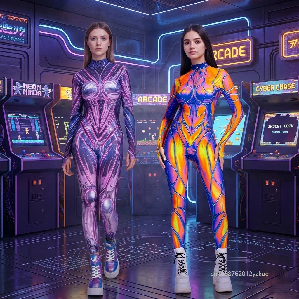 Women Holographic Printed Cyberpunk Carnival Cosplay Bodysuit Halloween Adult Colorful Rave Party Stage Performance Zentai Suit
Women Holographic Printed Cyberpunk Carnival Cosplay Bodysuit Halloween Adult Colorful Rave Party Stage Performance Zentai Suit