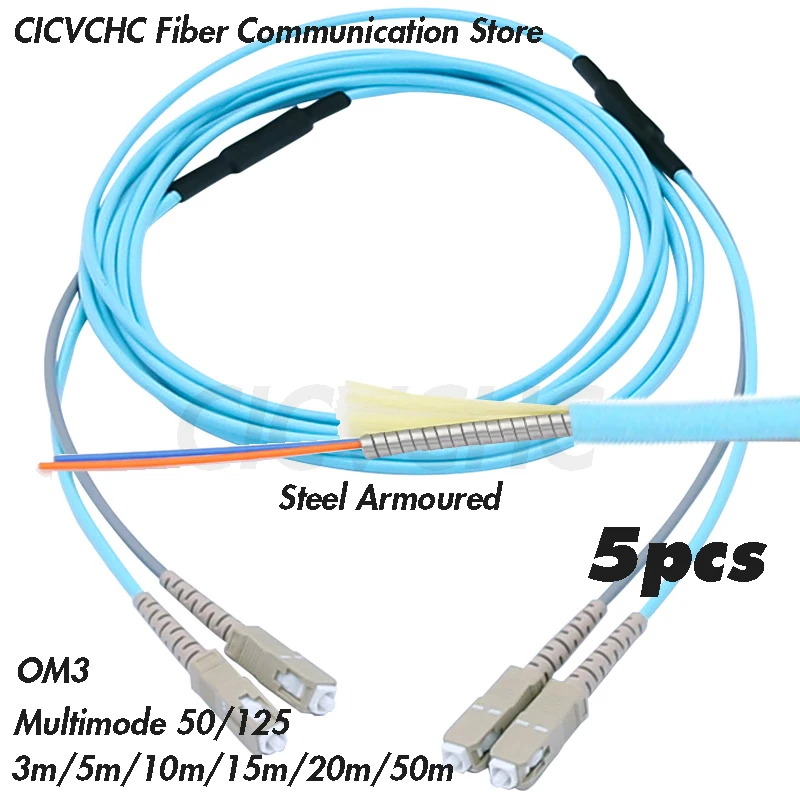 5pcs Steel Armored Zipcord Patchcord SC/UPC - SC/UPC- MM OM3 (50/125)-3.0mm Cable / Optical fiber Jumper
5pcs Steel Armored Zipcord Patchcord SC/UPC - SC/UPC- MM OM3 (50/125)-3.0mm Cable / Optical fiber Jumper