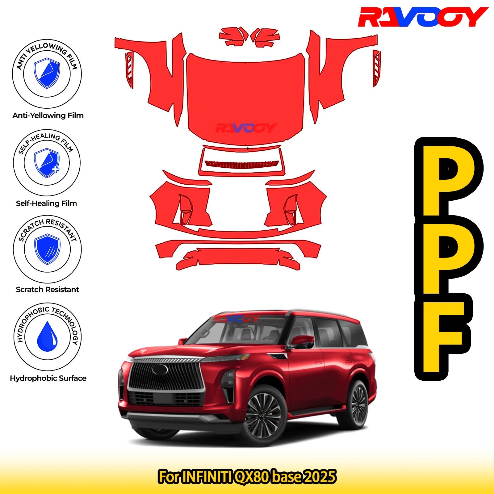 Для INFINITI QX80 base 2025 глянцевая матовая черная предварительно вырезанная передняя защитная пленка PPF для комплекта краски
Для INFINITI QX80 base 2025 глянцевая матовая черная предварительно вырезанная передняя защитная пленка PPF для комплекта краски