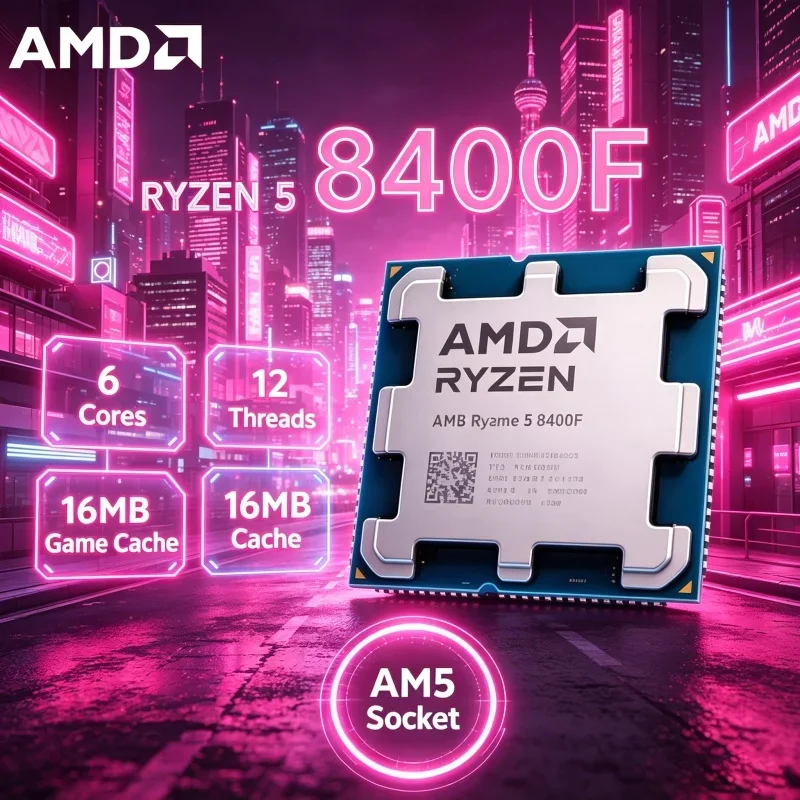 AMD Ryzen 5 8400F No Integrated Graphics Gaming CPU 6 Core 12 Thread 4.7GHz 16MB Cache AM5 DDR5 65W 4nm Tray No Cooler
AMD Ryzen 5 8400F No Integrated Graphics Gaming CPU 6 Core 12 Thread 4.7GHz 16MB Cache AM5 DDR5 65W 4nm Tray No Cooler