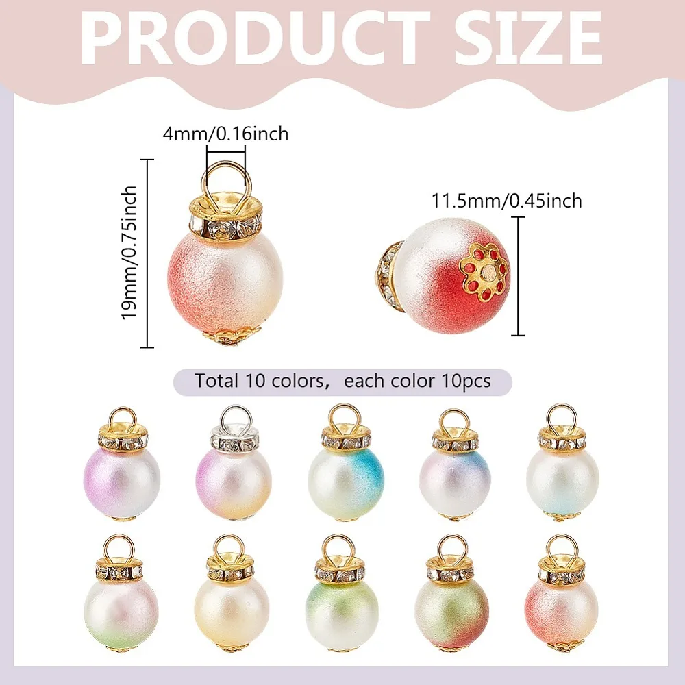 100Pcs 10 Colors Gradient Color Plastic Imitation Pearl Pendants with Alloy Rhinestone Fingdings Round Charms Mixed Color
100Pcs 10 Colors Gradient Color Plastic Imitation Pearl Pendants with Alloy Rhinestone Fingdings Round Charms Mixed Color