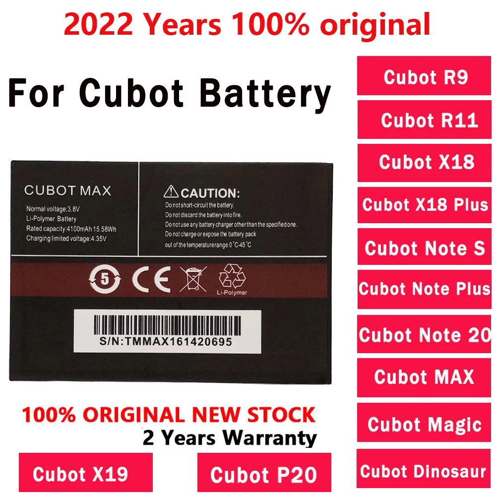 2022 Years New 100% Original Battery For Cubot Dinosaur Magic MAX Note 20/20 Pro Note Plus NOTE S R9 R11 X18 X18 PLUS X19 P20
2022 Years New 100% Original Battery For Cubot Dinosaur Magic MAX Note 20/20 Pro Note Plus NOTE S R9 R11 X18 X18 PLUS X19 P20