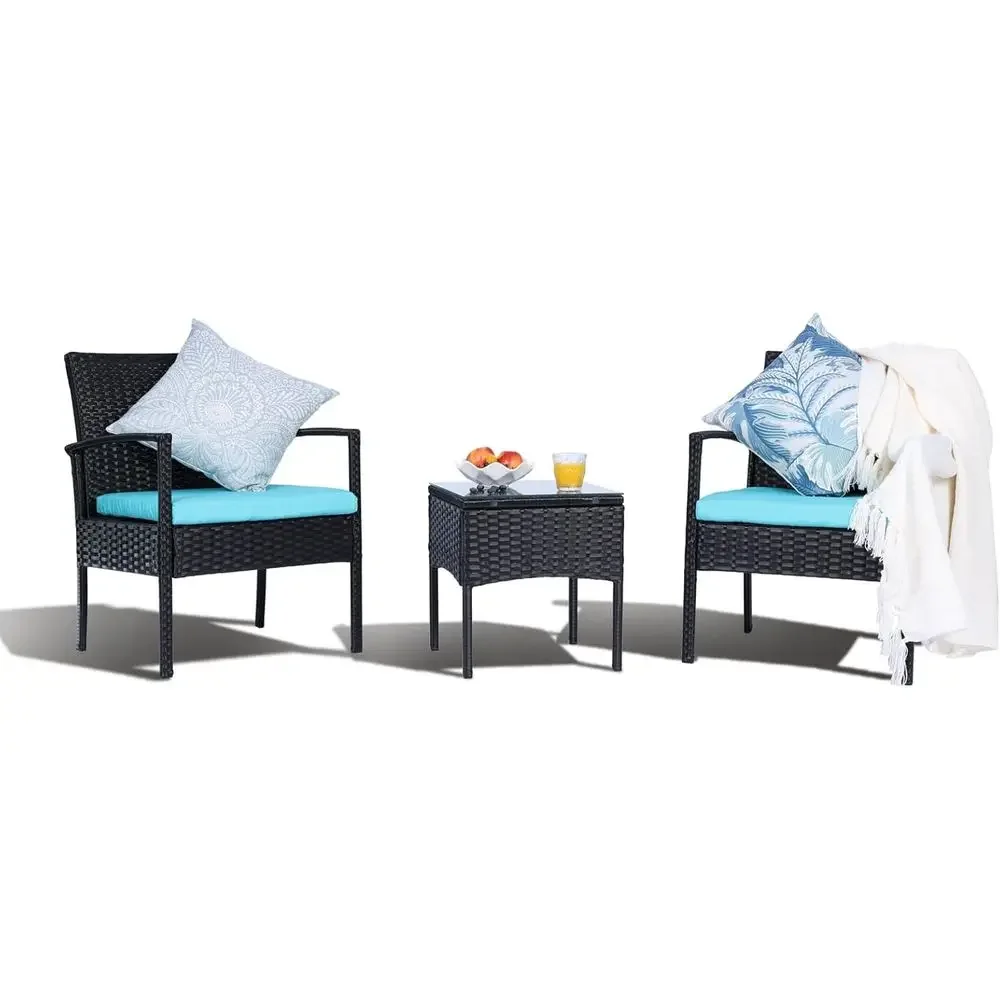 All-Weather Blue PE Rattan 3-Piece Patio Bistro Set for Balcony and Garden
All-Weather Blue PE Rattan 3-Piece Patio Bistro Set for Balcony and Garden