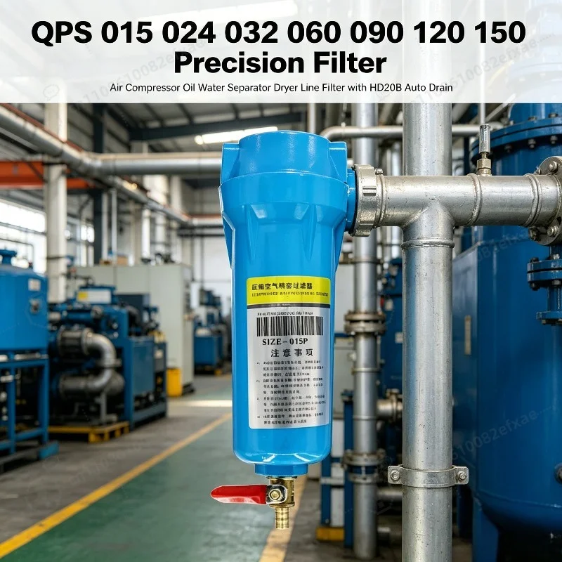 QPS 015 024 032 060 090 120 150 Precision Filter for Air Compressor Oil Water Separator Dryer Line Filter with HD20B Auto Drain
QPS 015 024 032 060 090 120 150 Precision Filter for Air Compressor Oil Water Separator Dryer Line Filter with HD20B Auto Drain