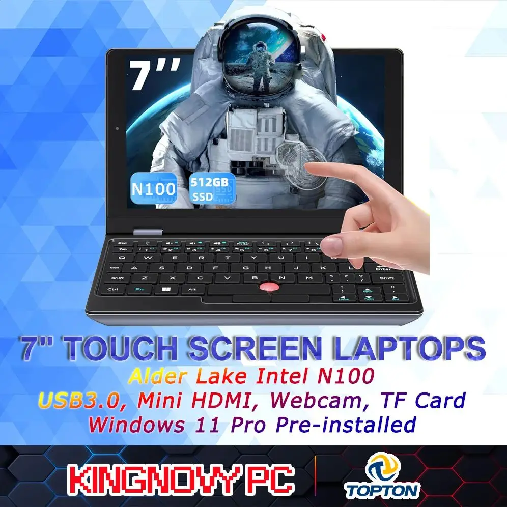 7'' HD Touchscreen Ultra-Light Mini Laptop Intel N100 Win 11 Pro WiFi USB3.0 Mini HDMI Webcam TF Card for Business and Students
7'' HD Touchscreen Ultra-Light Mini Laptop Intel N100 Win 11 Pro WiFi USB3.0 Mini HDMI Webcam TF Card for Business and Students