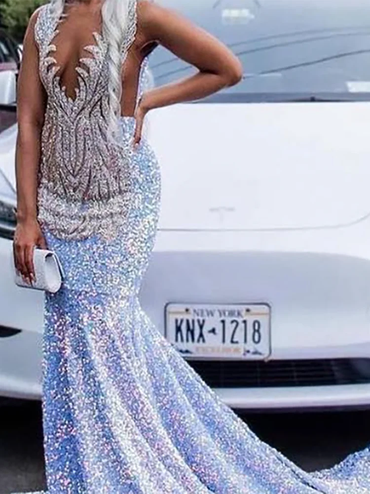 Luxury V-Neck Beading Sleeveless Pleat Mermaid Formal Evening Dresses Birthday Party Prom Gowns Customized
Luxury V-Neck Beading Sleeveless Pleat Mermaid Formal Evening Dresses Birthday Party Prom Gowns Customized