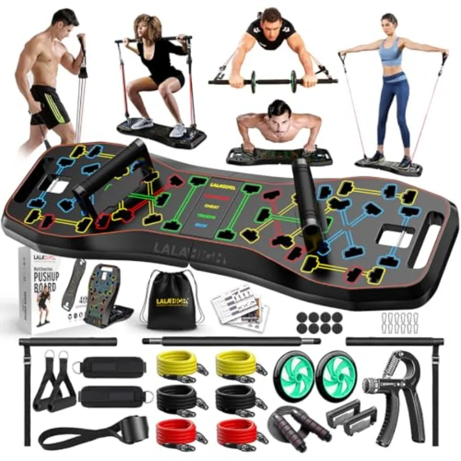 Push Up Board, 36 in 1 Home Gym Equipment with Ab Roller Wheel and Resistance Bands, Portable Foldable Workout Board for Full B
Push Up Board, 36 in 1 Home Gym Equipment with Ab Roller Wheel and Resistance Bands, Portable Foldable Workout Board for Full B