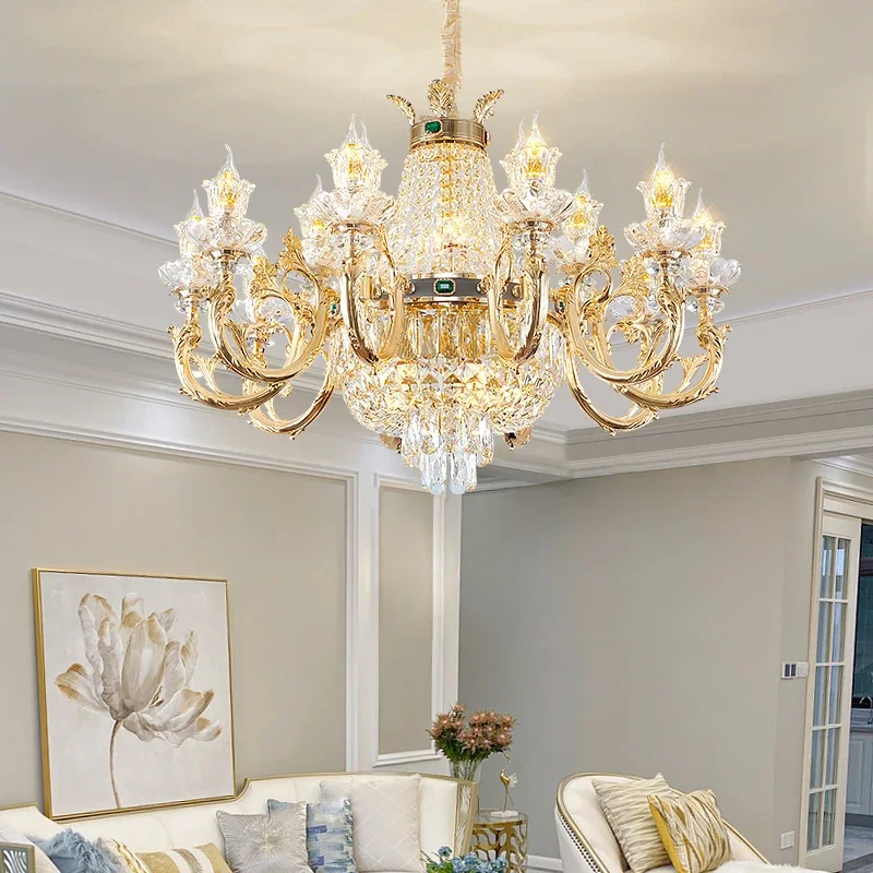 European Style Crystal Retro Golden Chandelier Lamp For Home Living Room Bedroom Dinning Room Luxury Glass Shade Hanging Light
European Style Crystal Retro Golden Chandelier Lamp For Home Living Room Bedroom Dinning Room Luxury Glass Shade Hanging Light