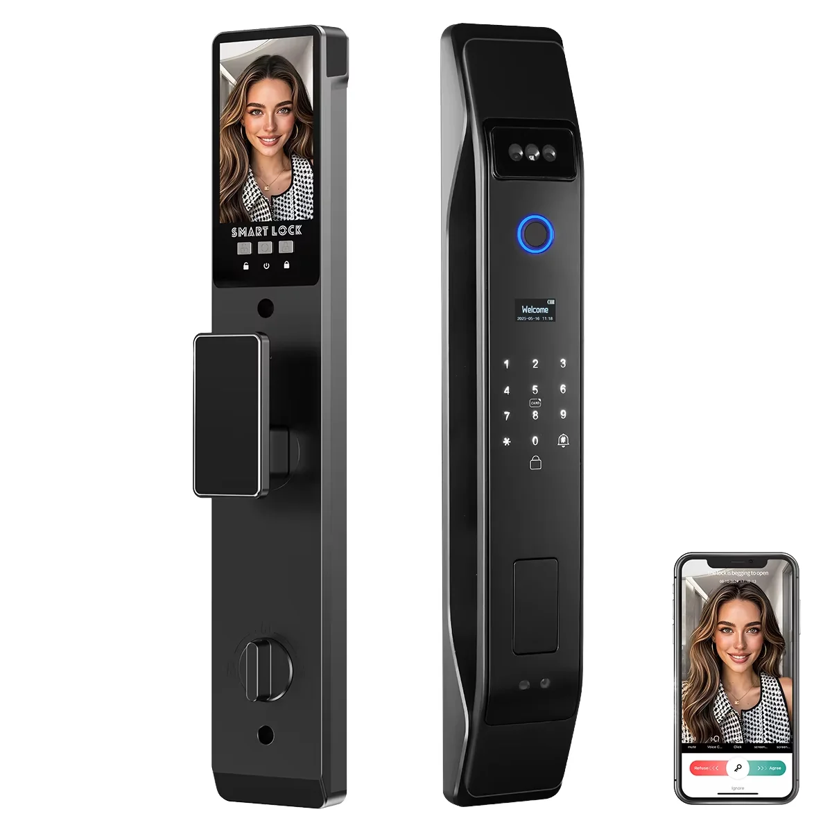 Enrique Tuya 3D Face Digital Lock Active Video Intercom Safe Fingerprint Smart Door Lock With Real Time Camera
Enrique Tuya 3D Face Digital Lock Active Video Intercom Safe Fingerprint Smart Door Lock With Real Time Camera