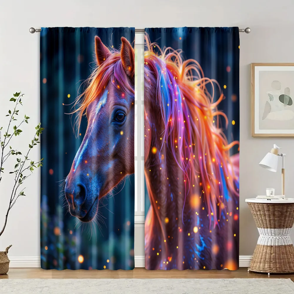 2 pcs, filtering curtains (excluding rods, non-movable, without batteries) Colorful Horse (2) for use in bedrooms and living
2 pcs, filtering curtains (excluding rods, non-movable, without batteries) Colorful Horse (2) for use in bedrooms and living