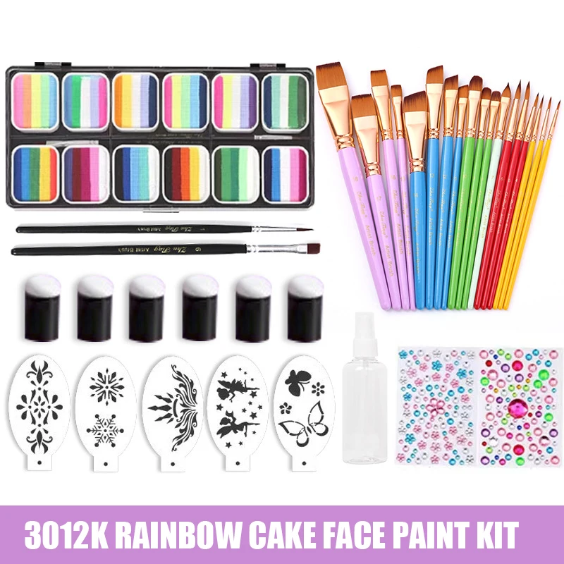 Professional Water Activated 12 Colors Rainbow Cake Face Painting Set With Brush Body Art Makeup Kit For Kids Halloween Chrismas
Professional Water Activated 12 Colors Rainbow Cake Face Painting Set With Brush Body Art Makeup Kit For Kids Halloween Chrismas