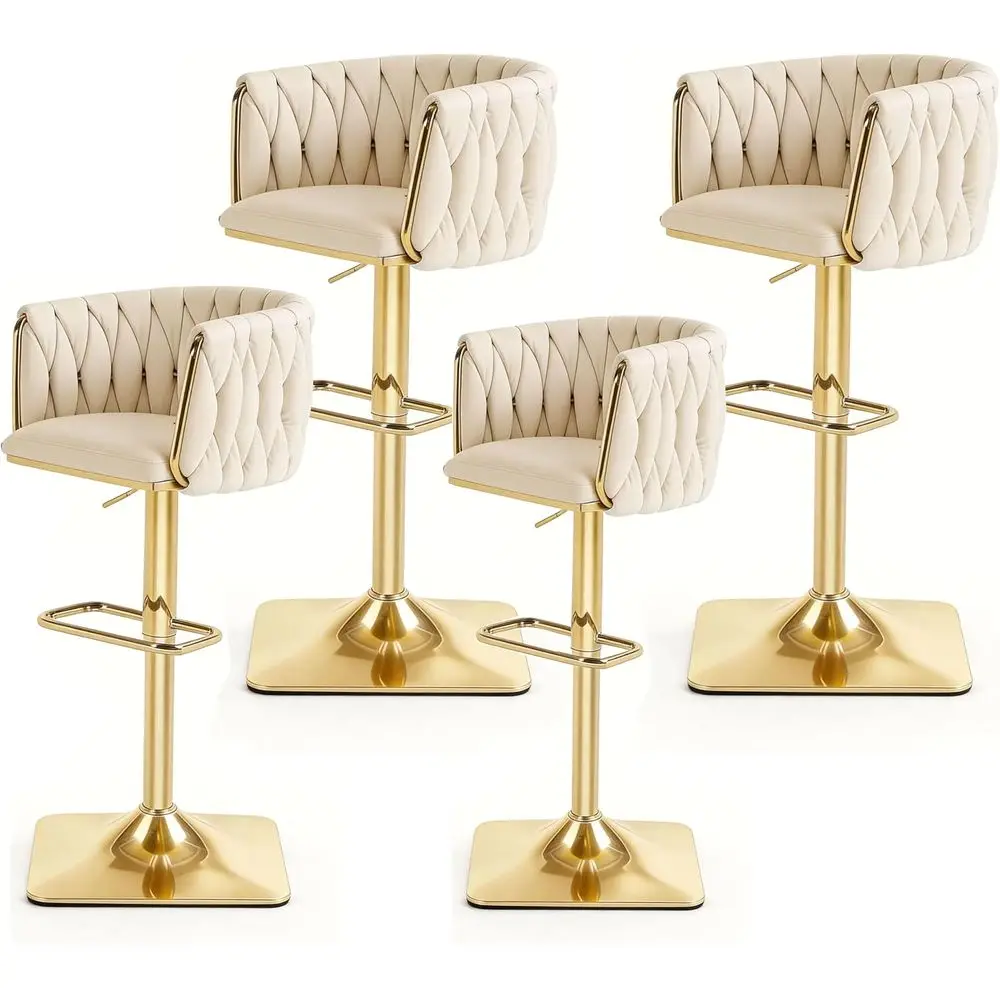 Swivel Counter Height Bar Stools Set of 2 with Woven Back, Gold Metal Base, Velvet Upholstery for Kitchen Island or Pub (Cream)
Swivel Counter Height Bar Stools Set of 2 with Woven Back, Gold Metal Base, Velvet Upholstery for Kitchen Island or Pub (Cream)
